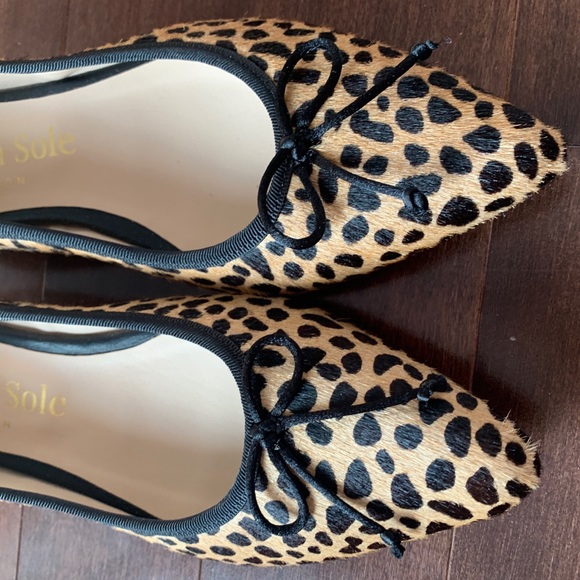 French Sole Penelope Leopard Calf Hair Printed Pointed Ballet Flats US 6 - Picture 5 of 6